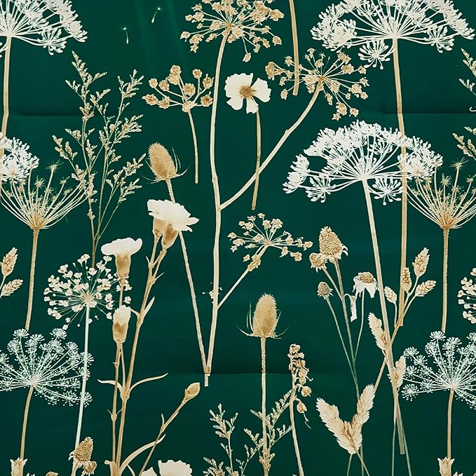 Yiran 7 Piece Comforter Set King Size, Dark Green Dandelion Floral Bedding Set, Botanical Bed in a Bag King, Soft Microfiber Complete Bedding Set with Comforter, Sheets, Pillowcases & Shams