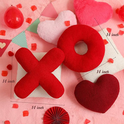 EastTree XO Pillows, Valentines Love XO Shaped Pillow, Red Throw Pillows, Love Pillow Gifts, Ultra Soft Teddy Fleece Wedding Pillows, Women Girls Kid Room Decor, Valentine's Day Decor 14x14 Inch