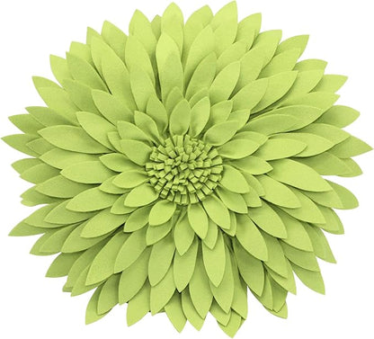 Flower Decorative Pillow - 3D Daisy Flower Pillow, Sunflower Throw Pillow -14.5 x 13 inch Round Decor Pillow - Flower Home Decorations - Couch & Bed, Accent Pillow (Case + Insert, Solid Lime)
