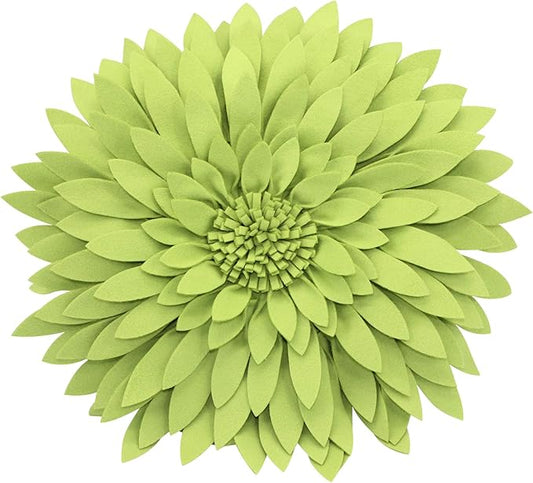 Flower Decorative Pillow - 3D Daisy Flower Pillow, Sunflower Throw Pillow -14.5 x 13 inch Round Decor Pillow - Flower Home Decorations - Couch & Bed, Accent Pillow (Case + Insert, Solid Lime)