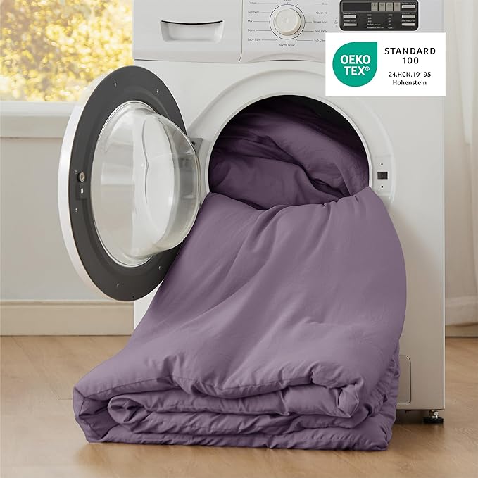 Bedsure Oversized King Comforter Set, Grayish Purple Soft Prewashed Bedding for All Seasons, 3 Pieces GentleSoft™ Bed Set, 1 Lightweight Comforter (120"x98") and 2 Pillowcases (20"x36")
