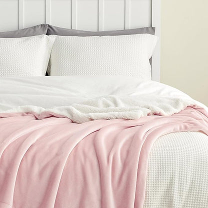 Bedsure GentleSoft Sherpa Fleece Throw Blanket Twin Size for Couch - Thick and Warm Throw for Women and Girls, Soft Fuzzy Plush Blanket for Winter, Room Home Decor, Non-Heated, Pink, 60x80 Inches
