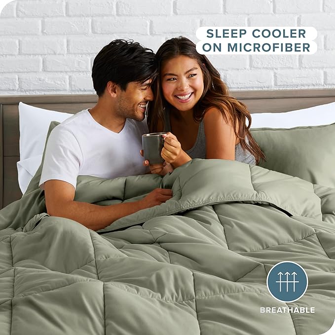 Bare Home Comforter Set - Twin/Twin Extra Long Size - Ultra-Soft - Goose Down Alternative - Premium 1800 Series - All Season Warmth (Twin/Twin XL, Sage)