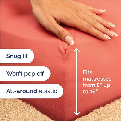 King 6 Piece Sheet Set - Comfy Breathable & Cooling - Ultra Soft Hotel Luxury Bedding Set with 8-16 Inch Deep Pockets - 1 Flat & 1 Fitted Sheet & 4 Pillowcases - Cozy, Wrinkle Free & Easy Care - Coral