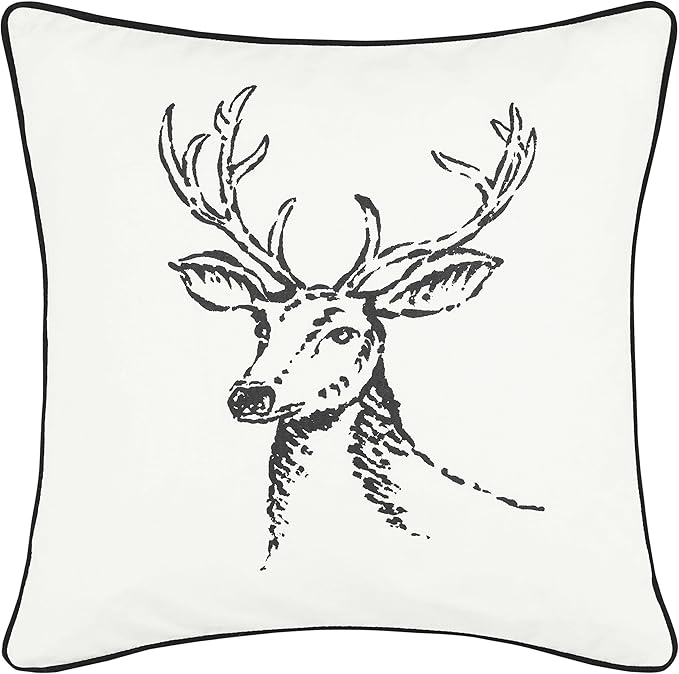 Eddie Bauer - Throw Pillow with Zipper Closure, Perfect Luxurious Bedding Set for Bed or Sofa (Morning Stag Black, 20" x 20")