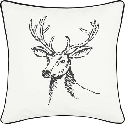 Eddie Bauer - Throw Pillow with Zipper Closure, Perfect Luxurious Bedding Set for Bed or Sofa (Morning Stag Black, 20" x 20")