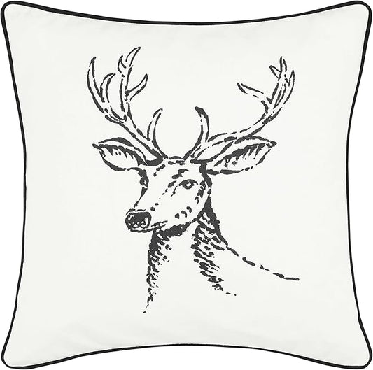Eddie Bauer - Throw Pillow with Zipper Closure, Perfect Luxurious Bedding Set for Bed or Sofa (Morning Stag Black, 20" x 20")