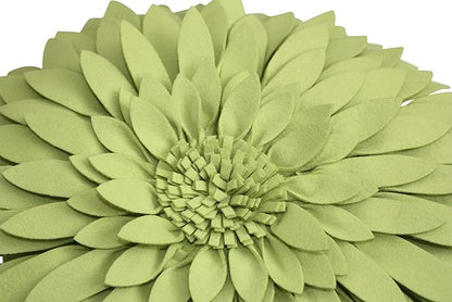 Contempo Lifestyles 3D Daisy Flower Decorative Pillow, Plush Polyester Faux Wool, 18" Flower, 16" Pillow with Insert, Solid Lime