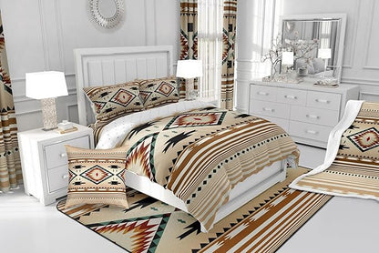 Feelyou Rustic Western Bedding Set Queen Size Kids Southwest Native Comforter for Boys Girls Teens Geometric Boho Comforter Set Soft Microfiber West Room Decor