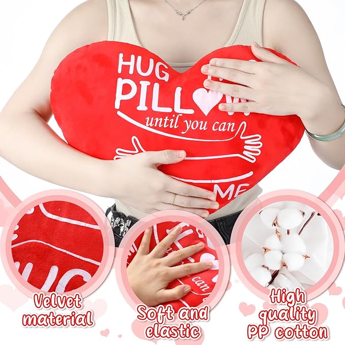 Valentines Day Gifts for Her Him Long Distance Relationship Gifts for Boyfriend Girlfriend Hug This Pillow Until You Can Hug Me Romantic Love You Decorative Pillow for Women Men Sofa Bed