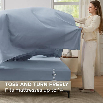 Bedsure Queen Comforter Set - 7 Pieces Navy Queen Bedding Set for All Seasons, Boho Contrasting Design Bed in a Bag with Comforter, Sheets, Pillowcases & Shams