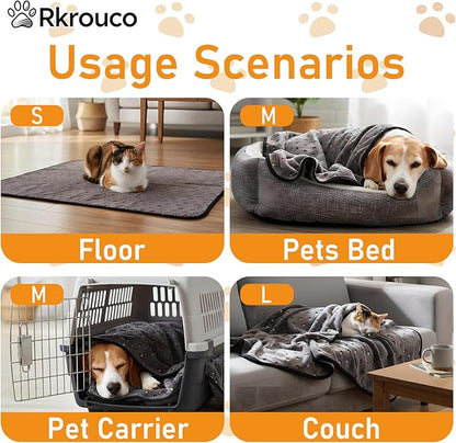 Three Piece Pet Blanket Set for Dogs Cats Soft Comfy Puppy and Kittens Bed Blanket Fluffy Fleece Pets Throw with Cute Patterns (Large 41x30 inch, Gray Dots)