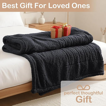 Electric Heated Blanket Full Size 72"×84" with 9 Heating Levels & 1-10Hs Auto Off，Double Sided Plush Sherpa, Energy Efficient, Machine Washable, for Couch & Bed, Black