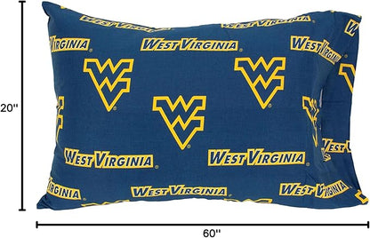 College Covers Everything Comfy West Virginia Mountaineers Pillowcase, Body Pillow, 20" x 60", Includes 1 Pillowcase