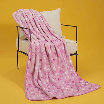 Allisandro Luxurious Dog Blanket, Extra Softness 350 GSM Flannel Fleece Pet Throw for Small Medium and Large Dogs Puppies and Cats, Pink, 80 × 64 Inches