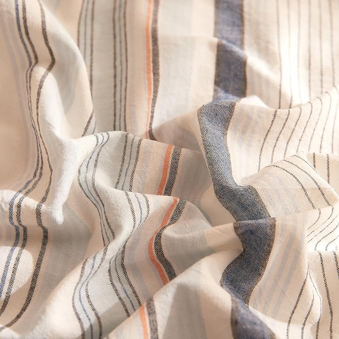 HighBuy Bohemian Gingham Comforter Set Full Size Aztec Geometric Bedding Set Soft Breathable Blue Grey Stripe Fluffy Comforter Sets Boho Comforter with 2 Pillowcases(20"x26")