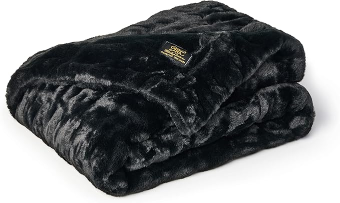 Minky Couture Hugs Blanket - Extra Plush Blanket for Premium Gifting - Stretchy Bubbled Cozy Throw - Silky Smooth - Durable & Machine-Washable - Travel-Friendly - Grande, Black