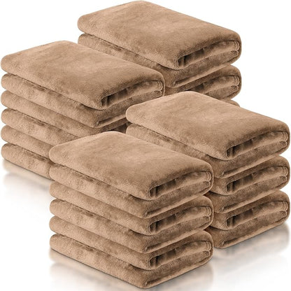 12 Pcs Fleece Blankets for Girls Sleepover Party Soft Fuzzy Throw Blanket 40 x 60 Inch Warm Flannel Blanket for Teenager Bed Travel SPA Movie Party(Light Camel)
