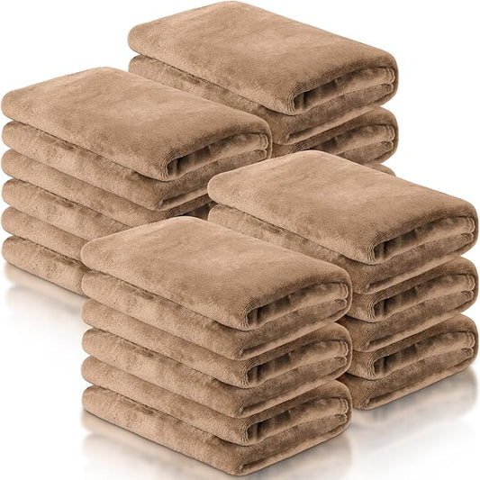 12 Pcs Fleece Blankets for Girls Sleepover Party Soft Fuzzy Throw Blanket 40 x 60 Inch Warm Flannel Blanket for Teenager Bed Travel SPA Movie Party(Light Camel)