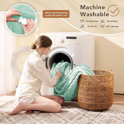Homemate Electric Heated Blanket Twin Size - 62"x84" Heating Blanket Twin Size 1/2/4/6/8 Hours Auto-Off 10 Heat Level Over-Heat Protection Soft Flannel Sherpa ETL Certification