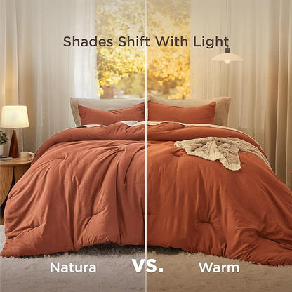 Bedsure Full Comforter Set, Orange Soft Prewashed Bedding for All Seasons, 3 Pieces GentleSoft™ Bed Set, 1 Lightweight Comforter (82"x86") and 2 Pillowcases (20"x26")