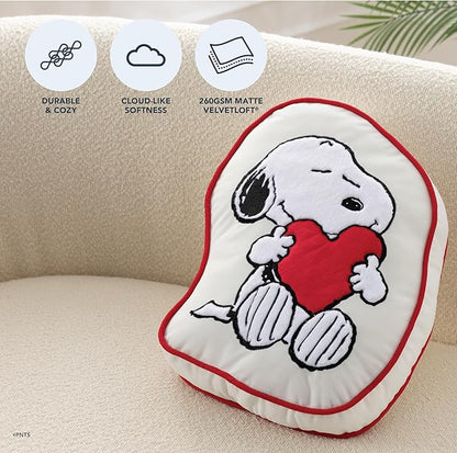 Berkshire Peanuts® Plush Throw Pillow, Gift Idea, Snoopy Cute Character Shaped Cushion, Soft Cozy Decor for Bed Couch Chair(Snoopy Heart Hug Pillow All Colorways, 15.5’’ L)