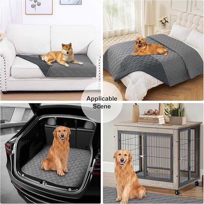 Smiry Reversible Waterproof Couch Covers for Sofa, Washable Dogs Pet Couch Covers for 3 Cushion Sofa Pet Friendly, Water Resistant Furniture Protector Slipcover, Geometric (52"x82", Grey/Dark Grey)