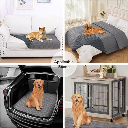 Smiry Reversible Waterproof Couch Covers for Sofa, Washable Dogs Pet Couch Covers for 3 Cushion Sofa Pet Friendly, Water Resistant Furniture Protector Slipcover, Geometric (82"x82", Grey/Dark Grey)