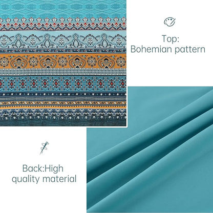 Boho Full Comforter Set 8 Pieces,Teal and Yellow Bohemian Comforter Paisley Striped Bed in A Bag,Soft Microfiber Bedding Set for All Season
