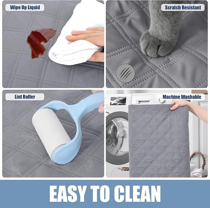 Smiry Waterproof Dog Bed Cover Pet Blanket, Soft Washable Dog Blanket for Furniture Bed Couch Sofa Reversible, Checkered (30"x90", Grey/Light Grey)
