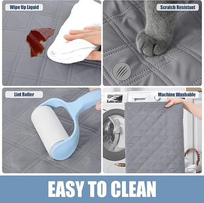 Smiry Waterproof Dog Bed Cover Pet Blanket, Soft Washable Dog Blanket for Furniture Bed Couch Sofa Reversible, Checkered (40"x70", Grey/Dark Grey)