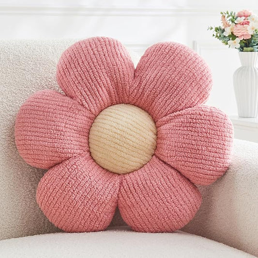 Flower Throw Pillow,Pink Flower Shaped Pillow Decorative Throw Pillows for Sofa, Couch,Bed,15.7'' Soft Daisy Pillow Floor Seating Cushion for Home Decor