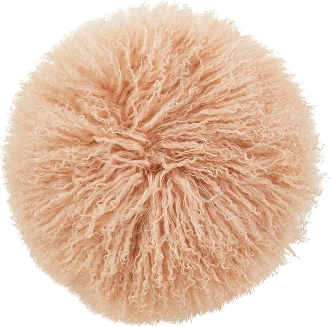 SARO LIFESTYLE Mongolian Lamb Fur Poly Filled Throw Pillow