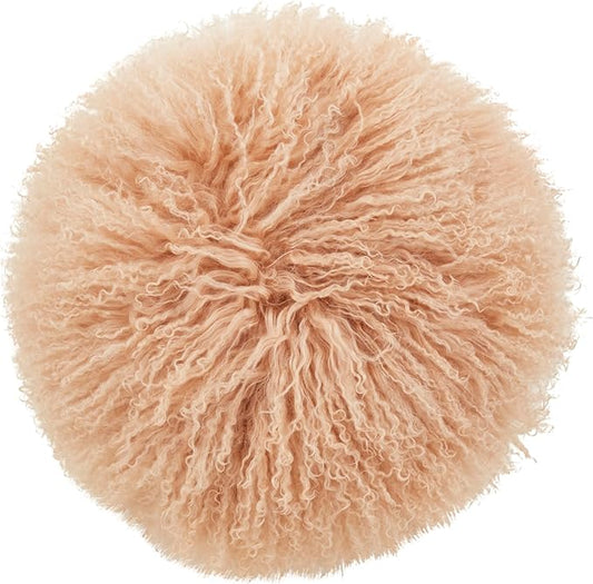 SARO LIFESTYLE Mongolian Lamb Fur Poly Filled Throw Pillow
