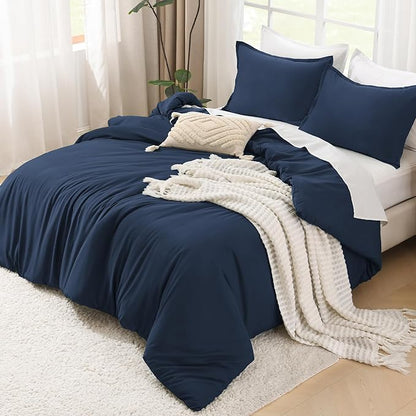 Litanika Comforters Twin XL Size Navy Blue, 2 Pieces Lightweight Solid Bedding Set & Collections, All Season Fluffy Bed Set (68x92 Inches Comforter & 1 Pillowcase)
