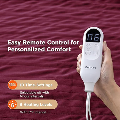 Bedsure Electric Blanket Full Size - Soft Flannel Heated Blanket, Fast Heating with 10 Time Settings & 6 Heat Settings, Warm Gift for Grandma (72x84 inches, Red)