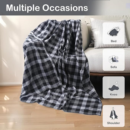 Electric Heated Blanket Full Size 72"x84",Fast Heating, Soft Fleece for Bed & Sofa, 10 Hs Auto Off & 4 Heating Levels, Machine Washable, Gifts for Grandma & Family-Plaid Pattern, Dark Gray