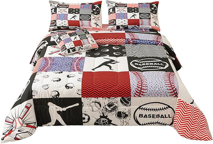 Namoxpa6 Pieces Baseball Comforter Sets,3D Sports Pattern,Decorative 6 Piece Bedding Sets with Comforter,Flat Sheet,Fitted Sheet,Throw Pillow Cover,Pillow Shams,Twin Size