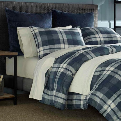 Nautica - Queen Comforter Set, Reversible Bedding with Matching Shams, Stylish Plaid Home Decor (Crossview Navy, Queen)