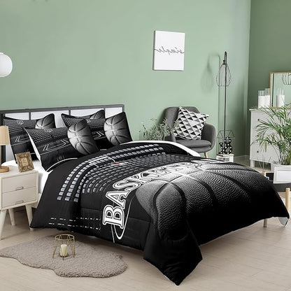 Tailor Shop Basketball Comforter Set for Boys Kids Basketball Bedding King Size with 2 Pillowcase