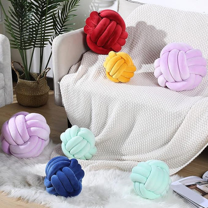 Namalu 2 Pcs Soft Knot Pillow Ball, Decorative Round Throw Knotted Pillows Cushion, Handmade Stuffed Ball Pillows for Winter Bedroom Sofa Couch Home Decor(7.87 Inches,Ginger Yellow)
