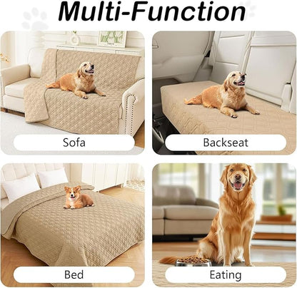 hyha Waterproof Dog Bed Blanket, Soft Pet Blankets, Waterproof Couch Cover for Dogs, Reversible Sofa Covers Washable for Furniture (68x82 Inch, Camel/Camel)