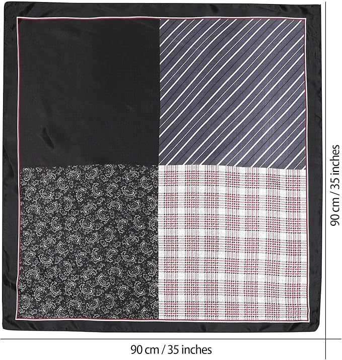 AWAYTR 35” Satin Large Square Head Scarves - 4PCS Silk Like Neck Scarf Hair Sleeping Wraps Satin Silk Scarfs for Women
