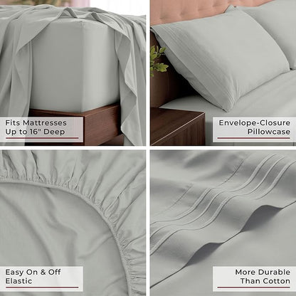 Mellanni California King Sheets Set - 4 PC Iconic Collection Bedding - Hotel Luxury, Extra Soft, Cooling Bed Sheets - Wrinkle, Fade, Stain Resistant (Cal King, Spa Mint)