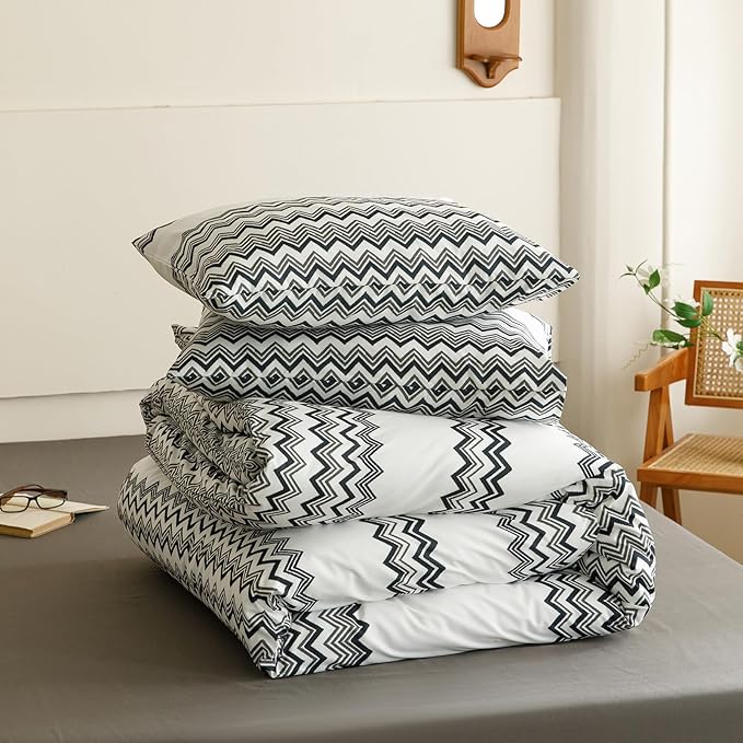 Cottonight Black Striped Comforter Set King Aztec Boho White Black Bedding Comforter Set King Modern Rustic Blanket Quilts Farmhouse Tribal Soft Breathable Comforter Set Women Men