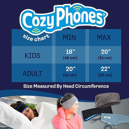 CozyPhones Sleep Headphones - Over Ear Headphones from Ultra Thin Cool Mesh Wired for Side Sleepers, Meditation, Running, Laptop, and Phone - Black with Blue Liner