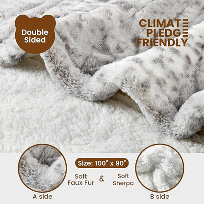Bearhug Electric Blanket Heated Blanket King Size 100"x 90" Dual Controllers Heating Blanket Gift Reversible Faux Fur & Sherpa,10 Heating Levels, ETL, Machine Washable, Over-Heat Protection