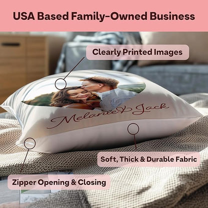 Fabric Textile Products Ships Next Day - Valentines Day Heart Decor - Custom Pillow - USA Made - Pillow with Pictures or Text - Valentines Gifts for Him or Her - Fluffy Soft Pillows - 20x20