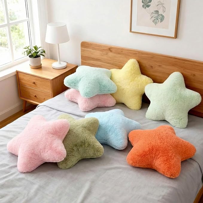 8 Pack Star Shaped Throw Pillow Gifts Decorations Mix Various Color Star Plush for Bed Sofa Cute Throw Pillow Plush for Floor Room Sleepover Bedroom Living Room(Classic)