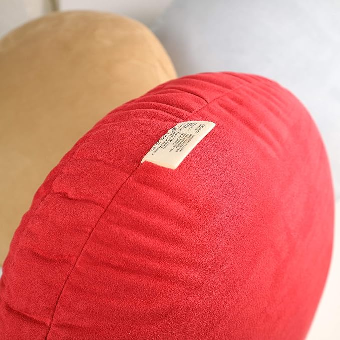 Round Throw Pillow 16x16 for Kids Down-Like Polyester Filling Super Soft Floor Pillow Ultra Fluffy Feather-Like Touching Decorative Circle Cushion for Couch Bed Sofa, Bright Red, 1 Piece